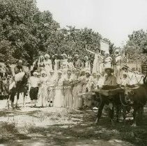 Harmony Club square dancers wait for parade to begin