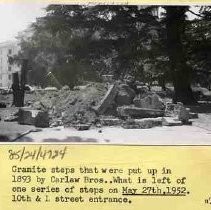 Destruction of stone steps in Capitol Park