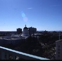 Views of redevelopment sites showing the demolition of buildings and reconstruction in the district.This is the view from the Hyatt looking south over the district