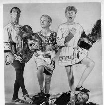 The actor Sterling Holloway, perhaps best known for his voice work for Walt Disney Corp., who was due in Sacramento to appear at the Music Circus in "A Funny Thing Happened on the Way to the Forum. This is a scene from the show (Holloway, right)