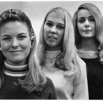 View of the three candidates from Sacramento State College vying for the 1969 Camellia Festival Queen title