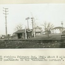 Del Paso station. February 2nd, 1940. About 5 miles north of Sacramento on the "Sacramento Northern."