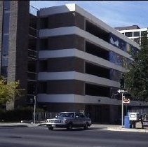 Downtown Plaza Parking Garage, Lot "G" near Macy's Department Store.This view shows the finished parking garage