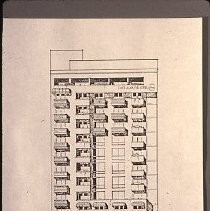 View of a rendering for the proposed Sacramento Hotel on J Street, but never built