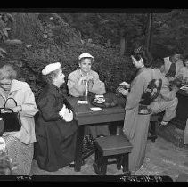 Drinking tea at the Japanese Tea Garden in San Francisco