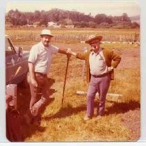 Photographs of landscape of Bolinas Bay. "L-R, William E. Pritchard and V. Aubrey Neasham, Bolinas Lagoon, Sept. 21, 1975. Photo by Irene S. Neasham"