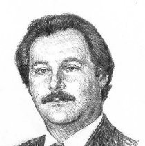 Drawing of Lew Sichelman by John Lopes