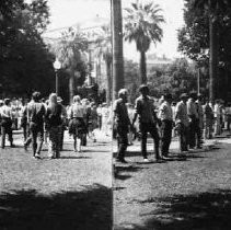 Demonstrators holding hands