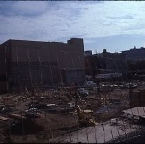 View of the construction site for Weinstock's Department Store on the K Street Mall or Downtown Plaza