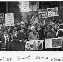 Anti-nuclear weapons protesters demonstrate at the California State Capitol