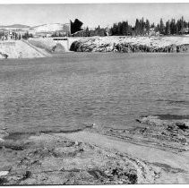 Sacramento River water rises against the new Box Canyon Dam