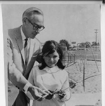 Mayor Richard H. Marriott and schoolgirl Linda Luna dedicating the Dos Rios Playground