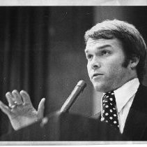 Jim Lefebvre at a microphone. He was an infielder for the L.A. Dodgers and other teams, and also a big league coach and manager