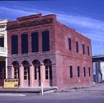 Old Sacramento. View of the Big 4 Building under construction on I Street between Front and 2nd Streets. It is part of the California State Railroad Museum complex