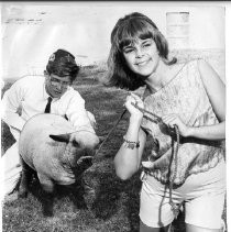 Pat Derby, on the right, Miss Sacramento at the Sacramento County Fair