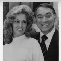 James Hayes, Assemblyman, R-Long Beach, and his bride, Claudia, pose in the Aassembly chambers in Sacramento after colleagues revealed his marriage