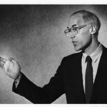 Bill Honig, who was elected Superintendent of Public Instruction in 1982 and served three terms, after his first general election victory (news conference)