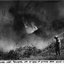 Fire Fighters Wets Vegetation at Fire