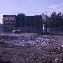 Views of buildings in the redevelopment district slated for demolition