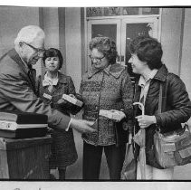 Herman Grabow, lobbyist for the California State Grange, celebrated his 80th birthday at the Capitol by handing out free one-pound packages of butter