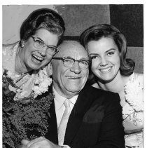Dan Donovan, Carmichael Fire Chief at his retirement party. On the right, Sherri Raap, Miss California and Donovan's wife is on the left
