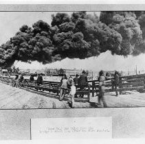 Exterior view of the Southern Pacific Railyard Oil Sump Fire at Sacramento