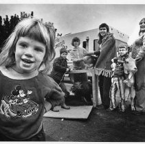 Carla Emery and family (Sara age 4, Daniel age 9, Dolly age 13, Rebecca age 7). Carla Emery and Tammy May traveling the U.S. with family and others advertising her cookbook