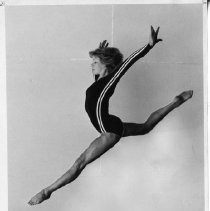 Leanne Hartsgrove executes a leap on the balance beam. She was later a member of the gymnastics team at Cal State Fullerton