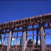 Old Sacramento. View of the Fratt Building under construction at 2nd and K Streets