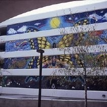 Downtown Plaza Parking Garage, Lot "G" near Macy's Department Store. This view shows Art in Public Places, first project that decorates the parking garage