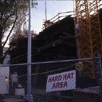 View showing the construction of the Bridgeway Towers apartment and condominiums at 500 N Street between 4th and 5th Streets and M and N Streets