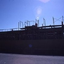 Old Sacramento. View of the Fratt Building under construction at 2nd and K Streets