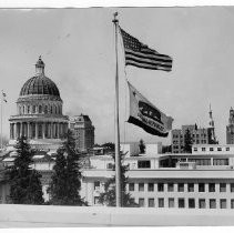 Exterior view of the California State Capitol building. View is looking northwest