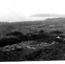 Drake's Bay. "Excavated by A. Neasham and L. Caywood, June 14-15, 1949. Floor of old Coast Guard Storehouse, Drakes Bay, on site of Indian mound."