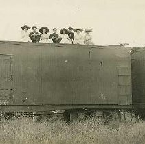 Sitting on railroad car during the fourth of july