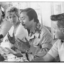 South Vietnamese VP Nguyen Cao Ky giving a speech at Hope Village in Weimar with Larry Ward and Jack Bailey in attendance