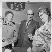 Richard H. Marriott, Mayor of Sacramento, 1968-1975. Here, Mayor Mariott and his wife Gerry (left) at the polls as a woman votes