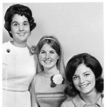 View of the three candidates from Sacramento City College vying for the 1966 Camellia Festival Queen title