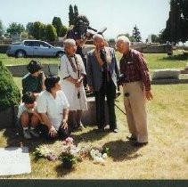 Tule Lake Linkville Cemetery Project 1989: Three Religious Figures and Film Crew