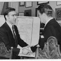 Edmund G. Brown, Jr. shaking hands with Ronald Regan