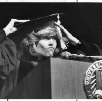 Jane Fonda, UCDavis commencement speaker ajdust her cap