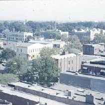 Views of redevelopment sites showing the demolition of buildings and reconstruction in the district. These views date from 1959 to 1970. This is an elevated view of the district