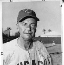 Stan Hack. Caption reads, "In 1956, Hack went to spring training as Cub manager but didn't finish the season."