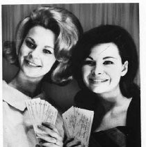 EVENT NEARS - Yvonne Zetz, Miss Sacramento of 1964, and Wendy Douglas, Miss Sacramentio and Miss California of 1963, are ready to sell the first tickets to the 1965 Miss Sacramento and Miss California Pageant