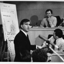 Governor Brown testifying before Assembly Ways & Means Committee "Gov. Brown & Vic Fazio (center) hold press conference after President has boarded A.F.1