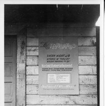 Exterior view on opening day of the new Eagle Theatre. Their first production was "The Fandango"