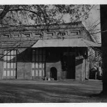 Unidentified building with tin awning, Columbia, CA