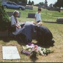 Tule Lake Linkville Cemetery Project 1989: Three Religious Figures Near the Gravemarker