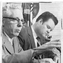 Duane Lowe and William Kinney at a news conference to discuss the Secret Witness program