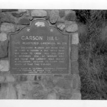 View of the plaque for Carson Hill, California State Landmark #274 in Calaveras County